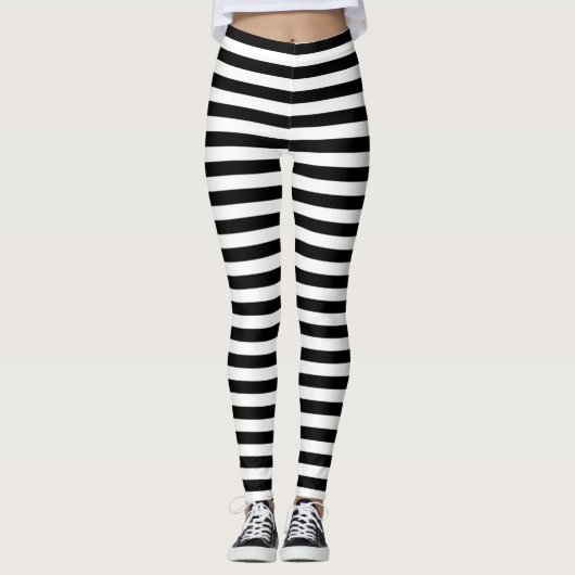Leggings Petites rayures noires horizontales (Devant)