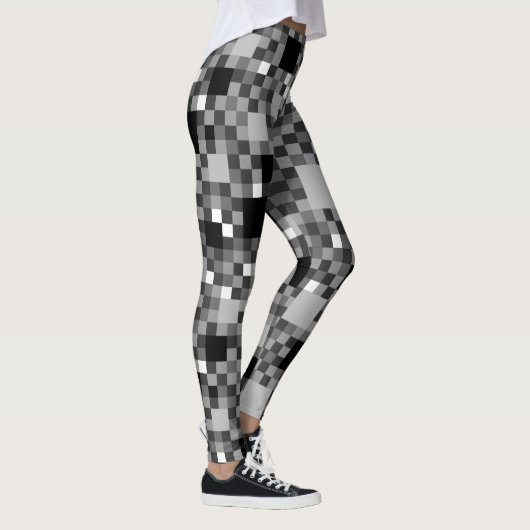 Leggings Petits Carrés numériques Pixellisés Noirs (Droite)