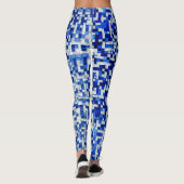 Leggings Petits carrés, tons bleus avec blanc (Dos)