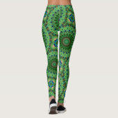 Leggings Pétoncle en plumes Mandala Emerald et symétrie ble (Dos)