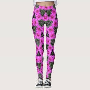 Leggings ~ Pétunias rose avec vert ~ Original