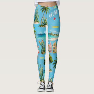 Leggings Phare de l'île caraïbe d'Aruba voyage souvenir