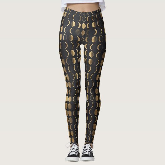 Leggings Phases de la Lune Dorée – Alchimie Céleste (Devant)