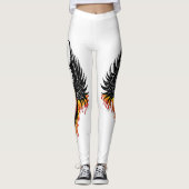 Leggings Phénix Ardente Oiseau de Feu Tribal Noir Flammes (Devant)