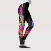 Leggings Phoenix - art fractal coloré sur noir (Droite)