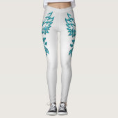 Leggings Phoenix bleu turquoise se lève sur l'argent (Devant)