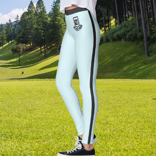 Leggings Photo de compagnie personnalisé Nom Rayures Bleu G