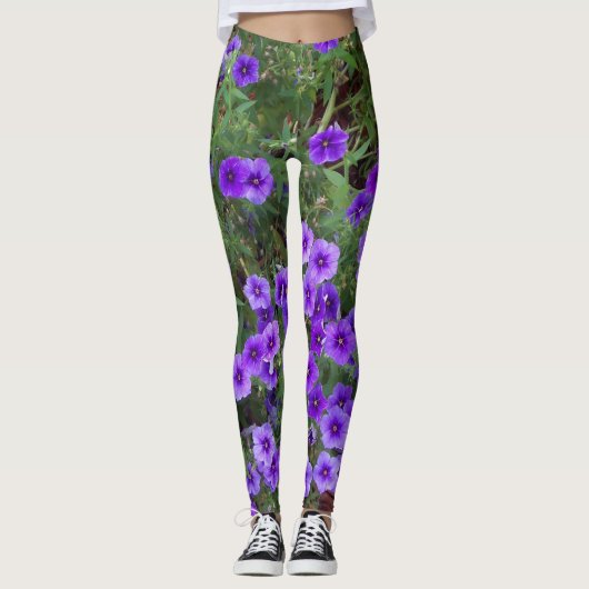 Leggings Photo de fleurs de violet sur (Devant)