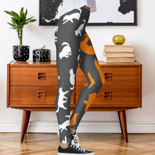 Leggings Photo personnalisée Motif de chat blanc gris orang