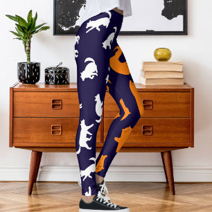 Leggings Photo personnalisée Motif de chat blanc orange