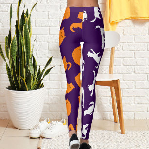 Leggings Photo personnalisée Motif de chat blanc violet ora