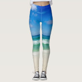 Leggings Photographie de plage Ciel bleu avec vagues (Devant)