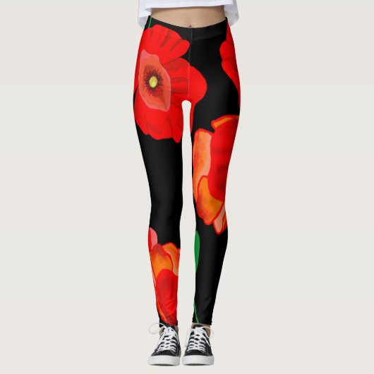 Leggings Photos rouges sur arrière - plan noir (Devant)