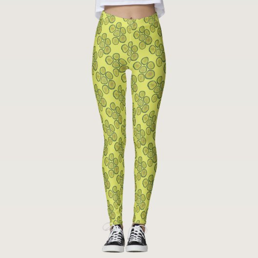Leggings Picker Chips Green Kosher Dill Pickle Chip Print (Devant)