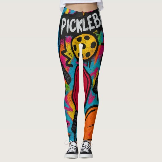 Leggings Pickleball Abstrait Paddle Ball (Devant)