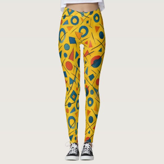 Leggings Pickleball Bold Wassily Kandinsky Style Motif (Devant)