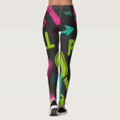 Leggings Pickleball Bright PINK BLUE GREEN PADDDArt (Dos)