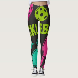 Leggings Pickleball Bright PINK BLUE GREEN PADDDArt