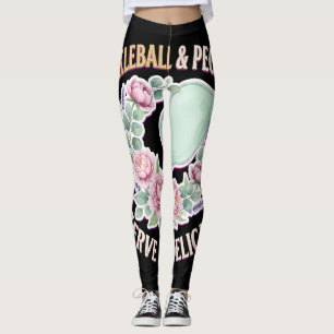 Leggings Pickleball Et Pivoines Servez-Le Délicat