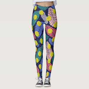 Leggings Pickleball Feuille de palmiers tropicaux