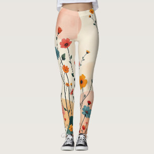 Leggings Pickleball Floral Fleur sauvage Whimsical