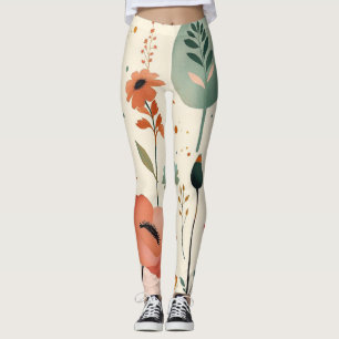 Leggings Pickleball Floral Paddle Fleur sauvage lunaire