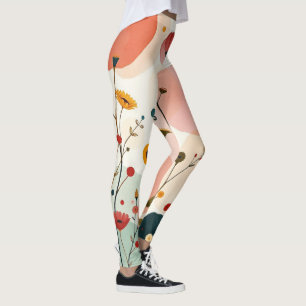 Leggings Pickleball Floral Paddle Fleur sauvage lunaire