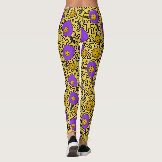 Leggings Pickleball Keith Haring Style Paddle Motif (Dos)