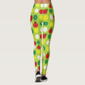 Leggings Pickleball ladybugs et picklaballs sur vert frais (Dos)