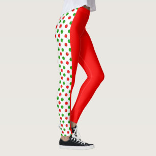 Leggings Pickleball Noël Boules de Pickleball Rouges et Ver