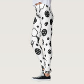 Leggings Pickleball noir et blanc Cour Motif Graphique (Gauche)