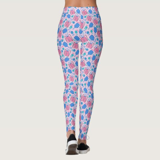 Leggings Pickleball Paddle et Balls Motif rose (Dos)
