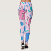 Leggings Pickleball Paddles et boules Pink Preppy (Dos)