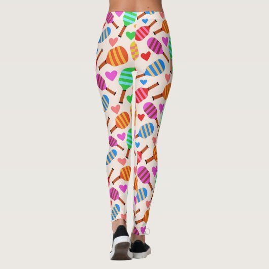 Leggings Pickleball Paddles Motif avec Coeurs (Dos)