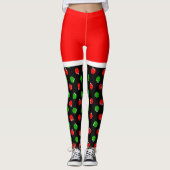Leggings Pickleball Red Santa Shorts Red & Green Ornaments (Devant)