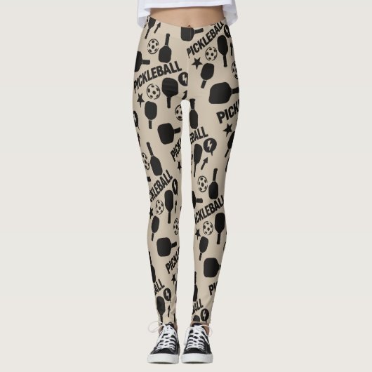 Leggings Pickleball Stencil Motif Art (Devant)