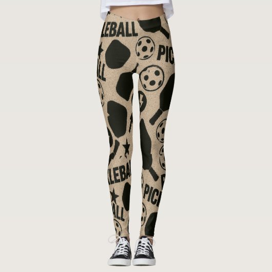Leggings Pickleball Stencil Motif Art (Devant)