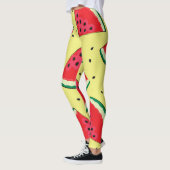 Leggings Pièces de pastèque : Motif Jaune d'été (Gauche)
