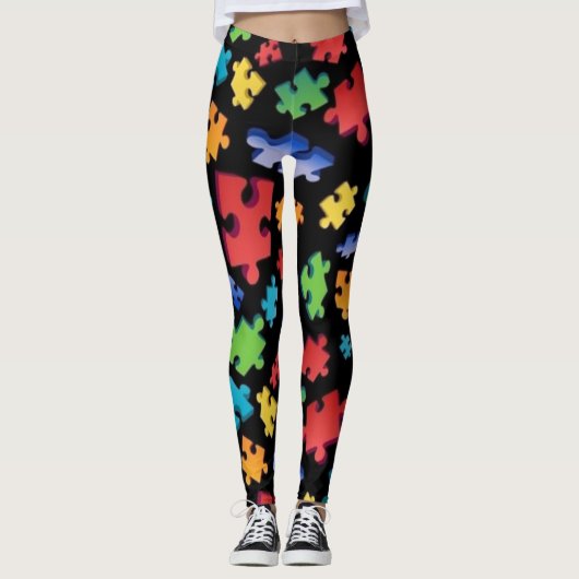 Leggings Pièces de puzzle sensibilisation sur l'autisme (Devant)