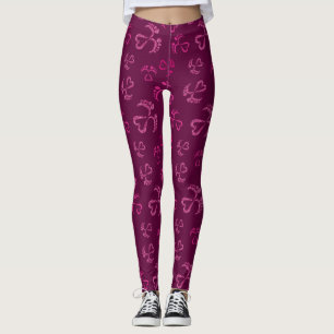 Leggings Pieds bébé et Coeurs avec Motif Parties scintillan