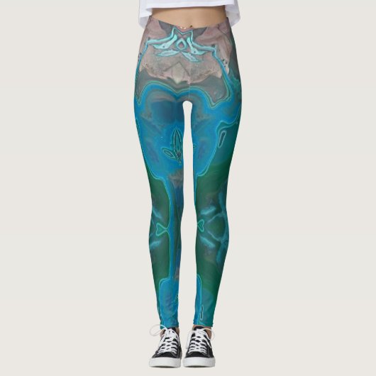 Leggings Pierre blanche bleue Abstraite (Devant)