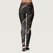 Leggings Pierre de marbre noir Texture Abstraite (Dos)