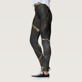 Leggings Pierre de marbre noir Texture Abstraite (Gauche)