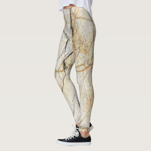 Leggings Pierre de marbre texturée marron et noire