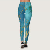 Leggings Pierre métallique en marbre bleu turquoise (Dos)
