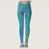Leggings Pierre métallique en marbre bleu turquoise (Devant)