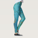 Leggings Pierre métallique en marbre bleu turquoise<br><div class="desc">Cette conception a été créée par art numérique. Elle peut être personnalisée en cliquant sur le bouton personnaliser et en modifiant la couleur, en ajoutant un nom, des initiales ou vos mots préférés. Contactez-moi à l'adresse colorflowcreations@gmail.com si vous souhaitez que ce design soit disponible sur un autre produit. Achetez ma...</div>