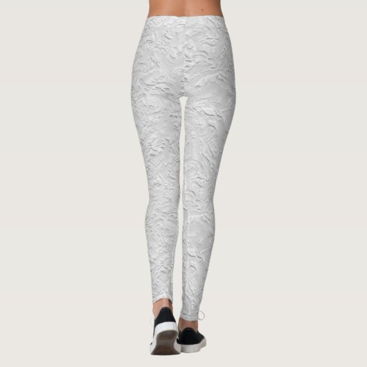 Leggings Pierre texturée blanche, Art Abstrait monochrome (Dos)