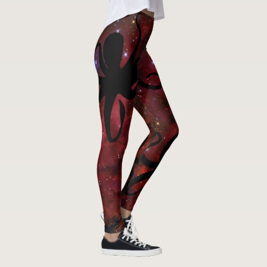 Leggings Pieuvre Sur Légumineuses De Galaxie Rouge (Droite)