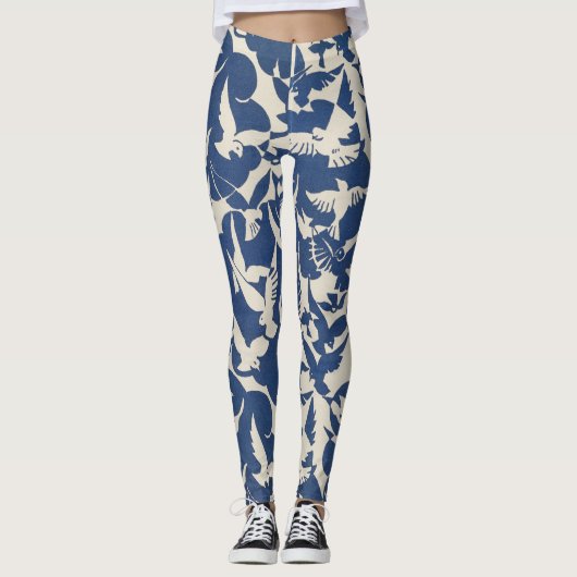 Leggings Pigeons blancs et bleus (Devant)